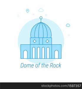Dome of the Rock, Jerusalem Flat Vector Icon. Historical Landmarks Related Illustration. Light Flat Style. Blue Monochrome Design. Editable Stroke. Adjust Line Weight. Design with Pixel Perfection.. Dome of the Rock, Jerusalem Flat Vector Illustration, Icon. Light Blue Monochrome Design. Editable Stroke