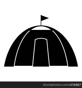 Dome tent black simple icon isolated on white background. Dome tent black simple icon