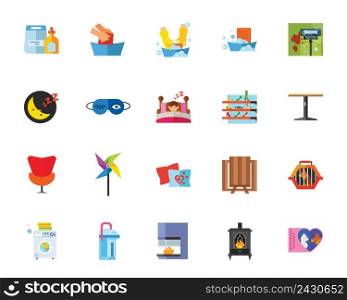 Domestic life icon set. Can be used for topics like laundry, sleep, pet, home decoration