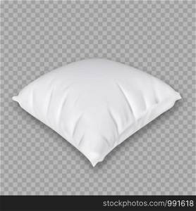 Domestic Pillow For Comfortable Sleeping Vector Copy Space. Blanket Textile Material Square Shape Orthopedic Pillow. Relaxation Accessory Interior Element For Sleep Layout Realistic 3d Illustration. Domestic Pillow For Comfortable Sleeping Vector