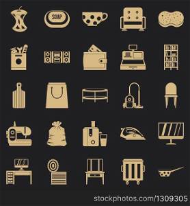 Domesticity icons set. Simple set of 25 domesticity vector icons for web for any design. Domesticity icons set, simple style