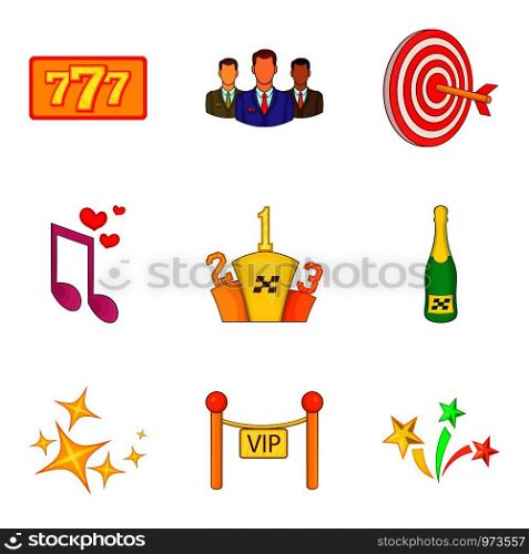 Dominate icons set. Cartoon set of 9 dominate vector icons for web isolated on white background. Dominate icons set, cartoon style