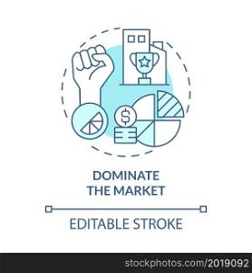 Dominate the market blue concept icon. Importance of business expansion abstract idea thin line illustration. Strength and power of brand. Vector isolated outline color drawing. Editable stroke. Dominate the market blue concept icon