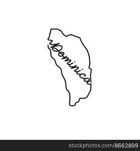 Dominica outline map with the handwritten country name. Continuous line drawing of patriotic home sign. A love for a small homeland. T-shirt print idea. Vector illustration.. Dominica outline map with the handwritten country name. Continuous line drawing of patriotic home sign