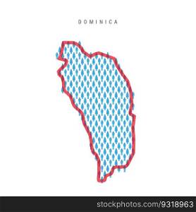 Dominica population map. Stick figures Dominican people map with bold red translucent country border. Pattern of men and women icons. Isolated vector illustration. Editable stroke.. Dominica population map. Stick figures Dominican people map. Pattern of men and women. Flat vector illustration