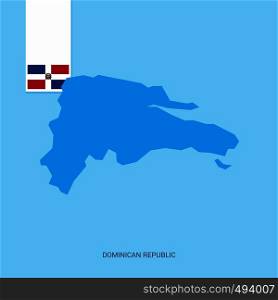 Dominican Republic Country Map with Flag over Blue background. Vector EPS10 Abstract Template background