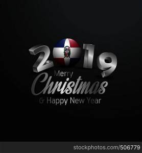 Dominican Republic Flag 2019 Merry Christmas Typography. New Year Abstract Celebration background