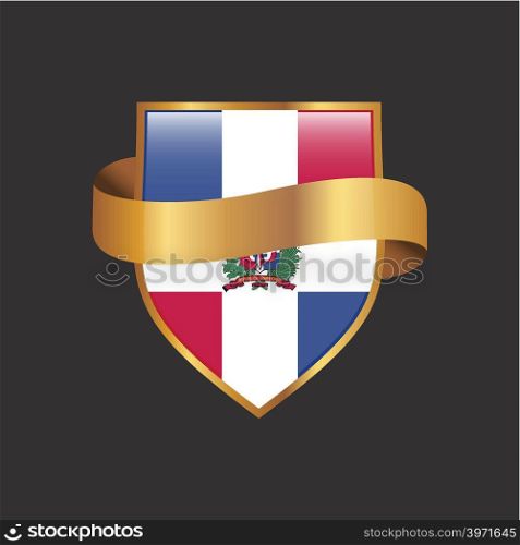 Dominican Republic flag Golden badge design vector