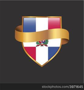 Dominican Republic flag Golden badge design vector