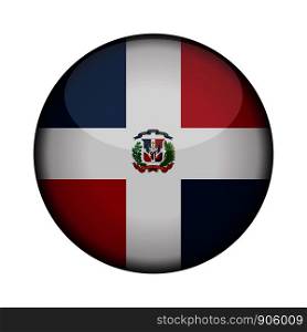 dominican republic Flag in glossy round button of icon. dominican republic emblem isolated on white background. National concept sign. Independence Day. Vector illustration.