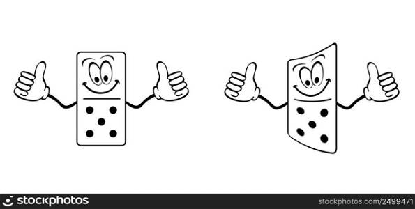 Domino tiles. Classic dominoes, domino’s pictogram. Playing, parts of game full bones tiles. Black, white domino. Flat vector set. 28 pieces. White chip of domino on board for gambling. 