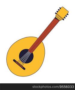 Domra musical instrument flat line color isolated vector object. String instrument. Creative hobby. Editable clip art image on white background. Simple outline cartoon spot illustration for web design. Domra musical instrument flat line color isolated vector object