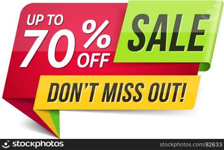 Don't Miss Out Sale. Don't miss out sale, 70% off, modern sale banner, vector eps10 illustration