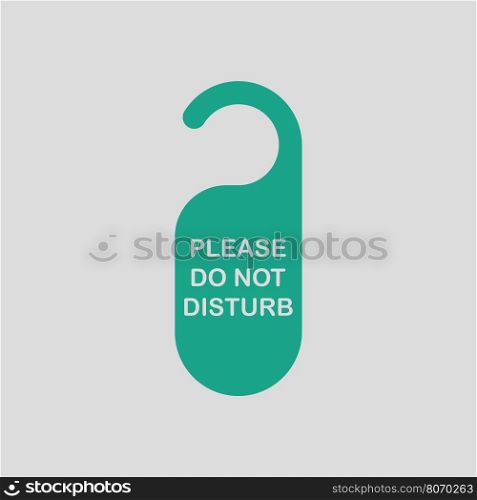 Don't disturb tag icon. Gray background with green. Vector illustration.