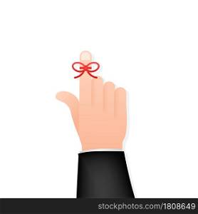 Don t Forget reminder. Rope bow on finger pointing. Vector stock illustration. Don t Forget reminder. Rope bow on finger pointing. Vector stock illustration.
