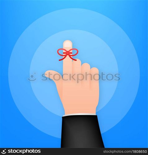 Don t Forget reminder. Rope bow on finger pointing. Vector stock illustration. Don t Forget reminder. Rope bow on finger pointing. Vector stock illustration.