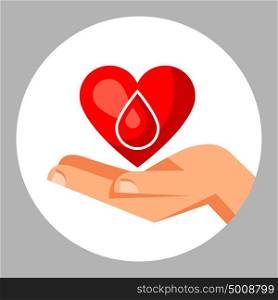 Donate blood. Medical and healthcare concept with heart and hand. Donate blood. Medical and healthcare concept with heart and hand.