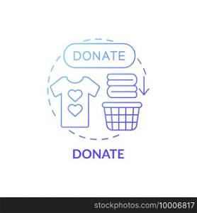 Donate blue gradient concept icon. Helping people in need idea thin line illustration. Items for person who need and want. Charity organization. Vector isolated outline RGB color drawing. Donate blue gradient concept icon