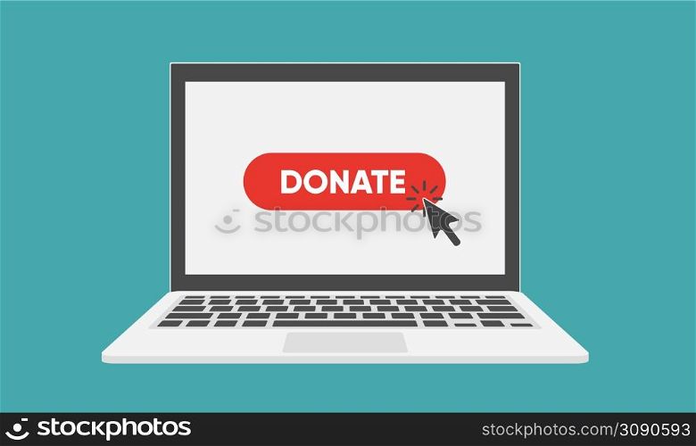 Donate Buttons Set. Help Icon Donation on the laptop. Donate Buttons Set. Help Icon Donation concept
