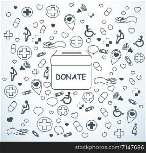 donate , charity for medical and health background vector