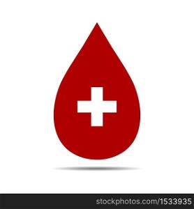 Donate drop blood sign with cross isolated on white background. Vector illustration