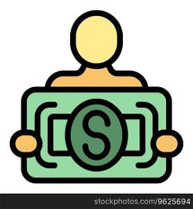 Donate money icon outline vector. Business person. Medical care color flat. Donate money icon vector flat