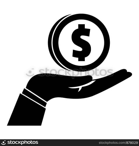 Donate money in hand icon. Simple illustration of donate money in hand vector icon for web design isolated on white background. Donate money in hand icon, simple style