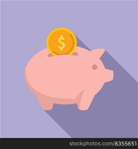 Donate piggy bank icon flat vector. Charity help. Poverty support. Donate piggy bank icon flat vector. Charity help