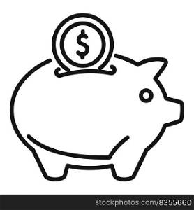 Donate piggy bank icon outline vector. Charity help. Poverty support. Donate piggy bank icon outline vector. Charity help