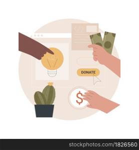 Donation abstract concept vector illustration. Donation website tab, support us, donate button, charity giving, nonprofit service, UI element, web page design, crowdfunding abstract metaphor.. Donation abstract concept vector illustration.