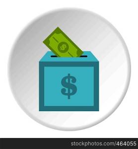 Donation box icon in flat circle isolated vector illustration for web. Donation box icon circle