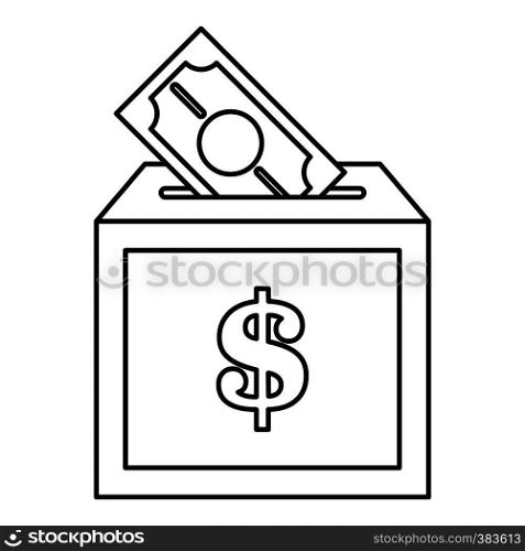 Donation box icon. Outline illustration of donation box vector icon for web design. Donation box icon, outline style