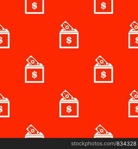 Donation box pattern repeat seamless in orange color for any design. Vector geometric illustration. Donation box pattern seamless