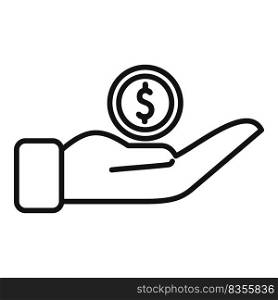 Donation coin icon outline vector. Charity help. Human money. Donation coin icon outline vector. Charity help