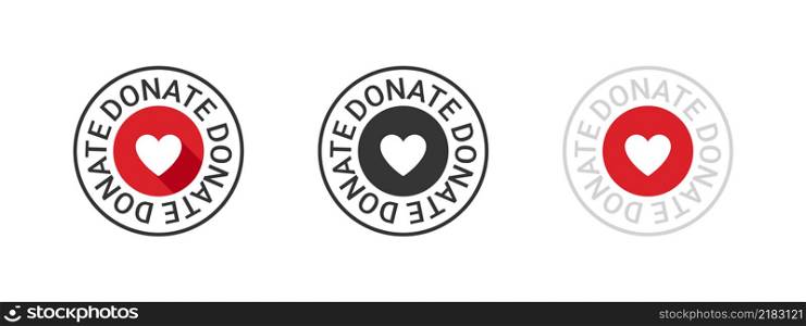 Donation icons. Conceptual donation badges. Charity icons. Donations related signs. Vector illustration