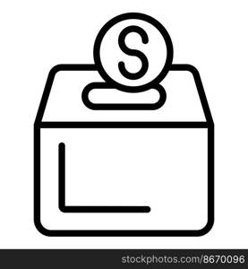 Donation money box icon outline vector. People donate. Family assistance. Donation money box icon outline vector. People donate