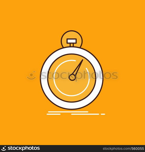 Done, fast, optimization, speed, sport Flat Line Filled Icon. Beautiful Logo button over yellow background for UI and UX, website or mobile application. Vector EPS10 Abstract Template background