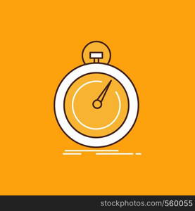 Done, fast, optimization, speed, sport Flat Line Filled Icon. Beautiful Logo button over yellow background for UI and UX, website or mobile application. Vector EPS10 Abstract Template background