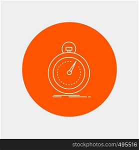 Done, fast, optimization, speed, sport White Line Icon in Circle background. vector icon illustration. Vector EPS10 Abstract Template background