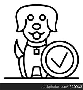 Done happy dog icon. Outline done happy dog vector icon for web design isolated on white background. Done happy dog icon, outline style