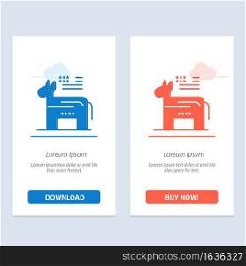 Donkey, American, Political, Symbol  Blue and Red Download and Buy Now web Widget Card Template