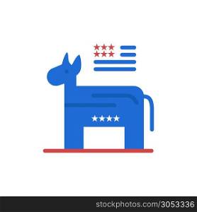 Donkey, American, Political, Symbol Flat Color Icon. Vector icon banner Template