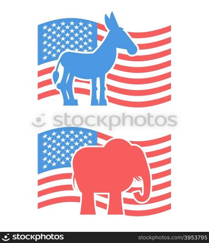 Donkey and elephant symbols of political parties in America. USA elections. Democrats against Republicans. Opposition to American policy. democratic donkey and republican elephant. USA symbol of political debate