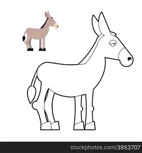 Donkey coloring book. Circuit animal. Childrens coloring book with mule