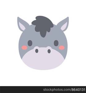 Donkey vector. Cute animal face. design for kids.
