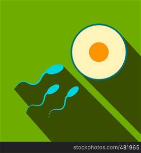 Donor sperm flat icon on a green background. Petri dish. Donor sperm flat icon