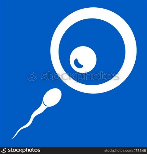 Donor sperm icon white isolated on blue background vector illustration. Donor sperm icon white
