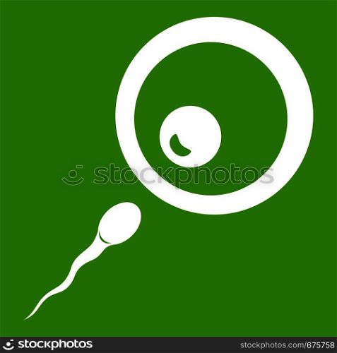 Donor sperm icon white isolated on green background. Vector illustration. Donor sperm icon green