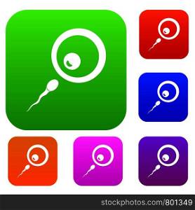Donor sperm set icon color in flat style isolated on white. Collection sings vector illustration. Donor sperm set color collection