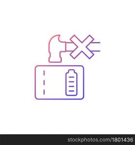 Dont crush powerbank gradient linear vector manual label icon. Inadequate disposal. Thin line color symbol. Modern style pictogram. Vector isolated outline drawing for product use instructions. Dont crush powerbank gradient linear vector manual label icon